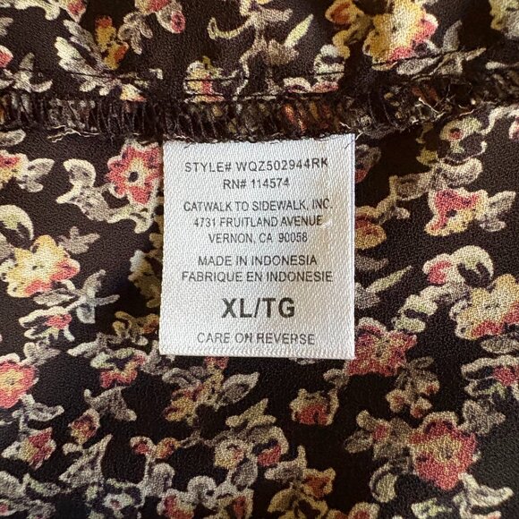 Pleione – L/S 3/4 Button Down Pullover Blouse – XL – Black/Red/Yellow/Green - Picture 4 of 5